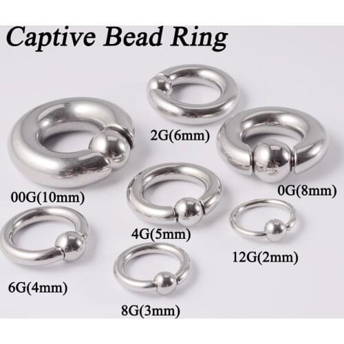 12G-00G Stainless Steel Spring Captive Hoop Rings BCR Tragus Ear Piercing Nose Closure Nipple Body Piercing Jewelry Wholesale