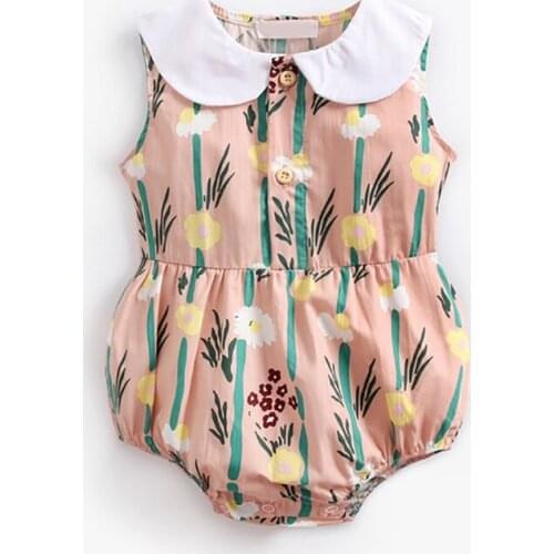 Menoea Cartoon Flower Print Baby Girl Rompers 2020 Doll Collar Sleeveless Cotton Romper Fashion Fresh Cute Clothes For Baby Girl
