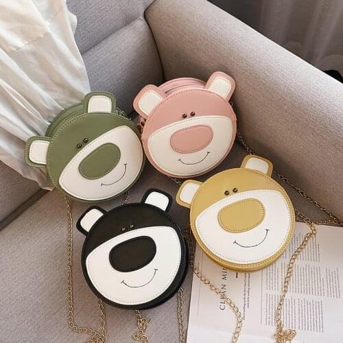 Cute girl coin purse wild ugly personality chain diagonal bag cartoon bear small round bag female coin storage bag shoulder bag