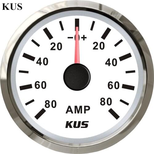 KUS 52mm Ammeter/AMP gauge white faceplate with reasonable+/--80A with current pick-up sensor for motorcycle boat yacht