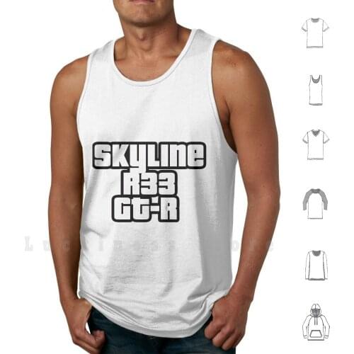 Skyline R33 Gt - R tank tops vest 100% Cotton Skyline R33 Gt R Nissan Nismo Sukairain Zenki Rb26dett Rb26 Officialgtrch Gtr Car