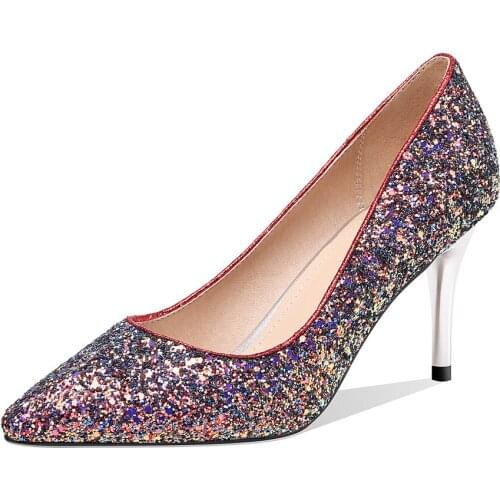 Vogue of new fund of 19 years of age season high with fine with shallow mouth pointed wedding shoe 40-43