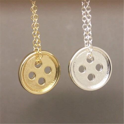 Fashion buttons necklaces Clothes buttons personality pendant necklaces simple style of clavicle chain necklaces for women