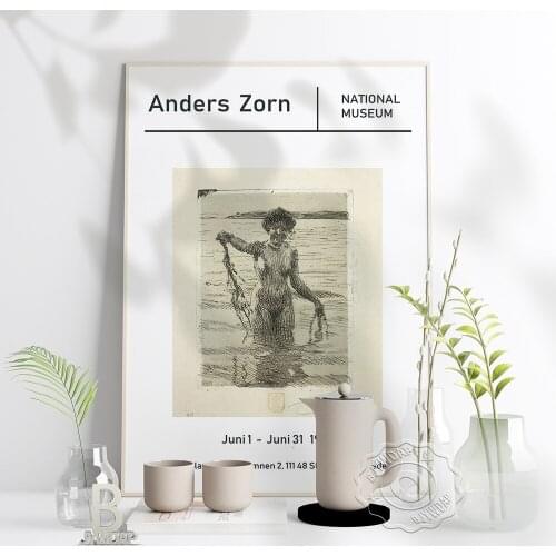 Anders Zorn National Museum Exhibition Poster, Anders Zorn Modern Impressionism Art Prints, Zorn French Vintage Home Wall Decor