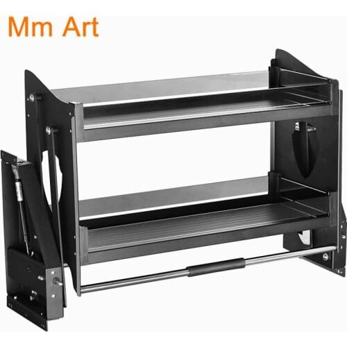 Wall Cupboard Top Cabinet Lift Basket Kitchen Closet Seasoning Storage Pull Basket