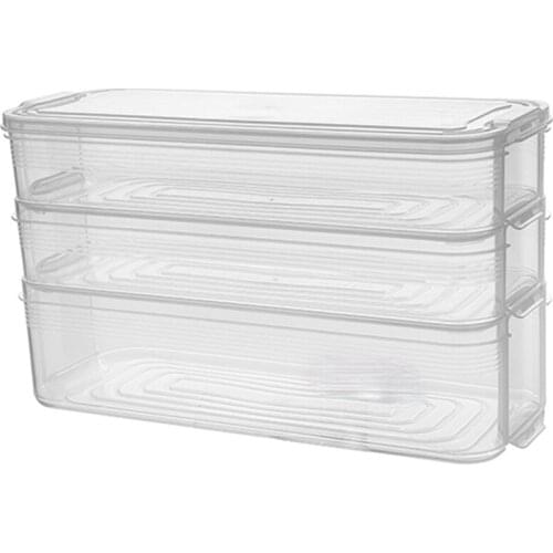 Refrigerator Organizer Stackable Container Refrigerator Food Storage Box With Transparent Plastic Cover