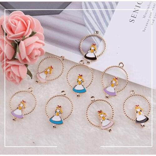 22X31MM Glazing KC Alloy Princess Girl Earring Necklace Pendants Jewelry Charms Making Findings Fittings Accessories