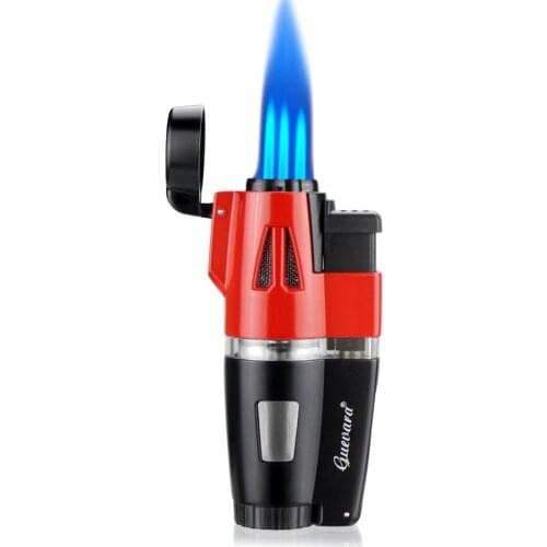Guevara 3 Flame Jet Torch Cigar Lighter Butane Torch Vintage Mental Butane Torch Lighters With Punch Cgar Accessories