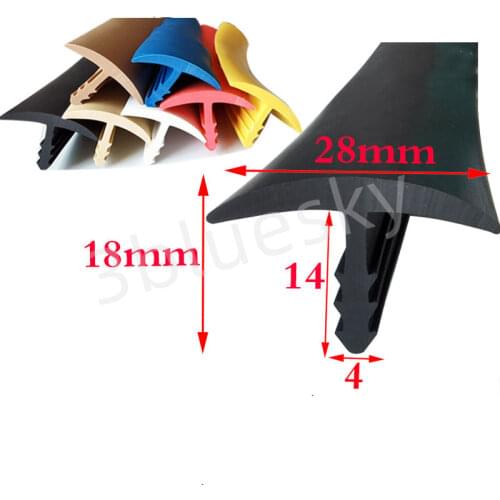 Rubber T Strip 28x18mm Glass Metal Wood Panel Edge Encloser Cable Cover Solar Seals White Blue Red Yellow Beige Khaki Black