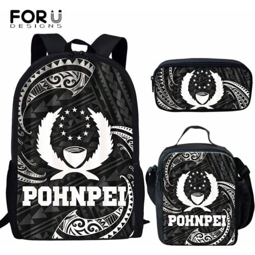 FORUDESIGNS Pohnpei Flag Polynesian Tribal Print Casual Backpacks New School Bags for Teenage Girls Large Capacity Shoulder Bags