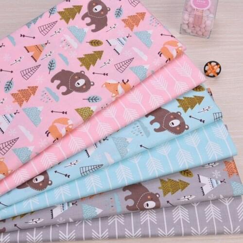 Animal Bear Fox Arrow Twill Cotton Fabric,DIY Sewing Patchwork Quilting Fat Quarters Tecido Cloth For Baby Dress Sheets Textiles