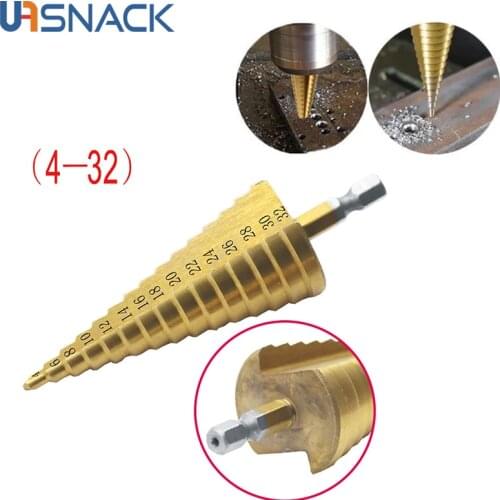 4-32 MM Big HSS Titanium Coated Step Drill Bit Drilling Power Tools Metal High Speed Steel Wood Hole Cutter Step Cone Drill Bit