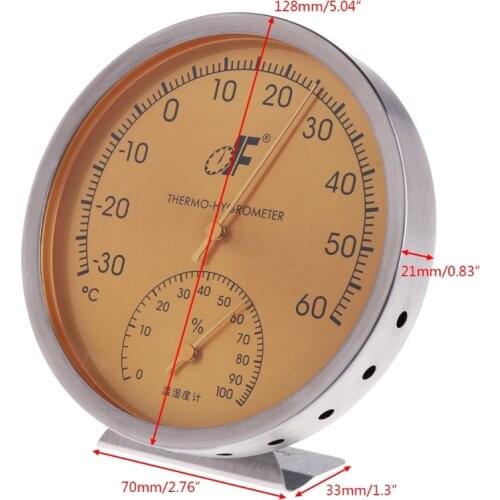 Stainless Steel Analog Dial Thermometer Hygrometer Temperature Humidity Meter 62KD