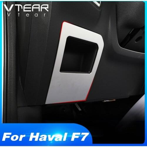 Vtear for Haval F7 f 7 F7X glove storage box handle trim cover stainless steel copilot clasp hands car-styling auto accessories