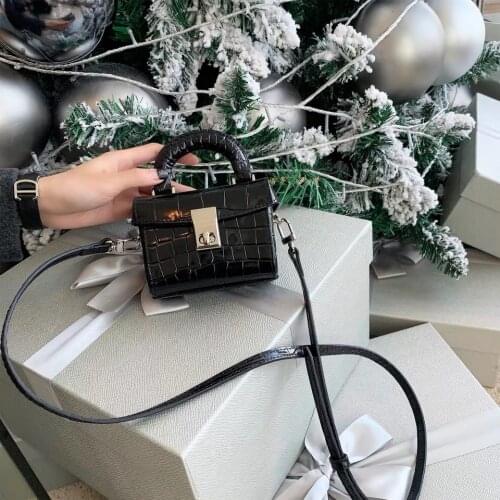 Women crocodile pattern square box bag small square bag handbag messenger bag mini small new