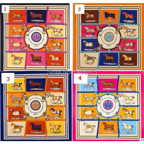 120pcs/lot 100*100cm horse print silk bandana shawl pashmina wrap