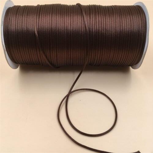 2mm Coffee Rattail Satin Cord Thread Chinese Knot Macrame Bracelet Braided String DIY Tassels Beading Thread 20meters lot