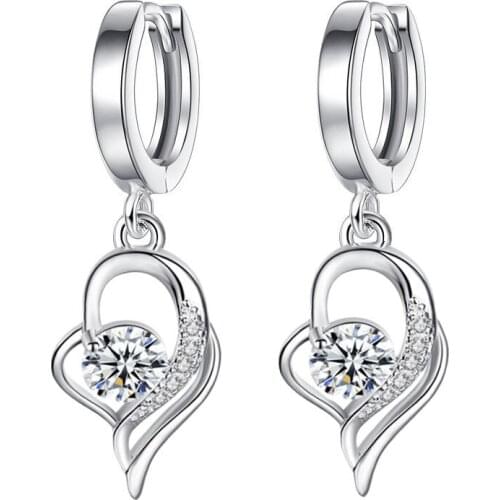 2021 New Style Love Heart Earrings White Copper Plated Earrings Long Temperament Stud Earrings For Ladies Earrings Gift