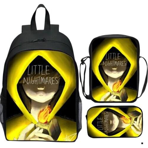3PCs/Set Childrens School Backpack Games Little Nightmares Pattern School Bags Cartoon Anime Design Teenagers Book-Bags Sets