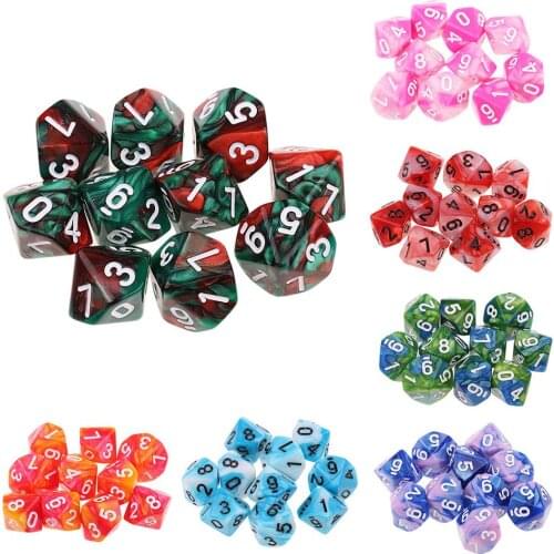 7pcs/10PCS/set Polyhedral Dices D4-D20 Multi Sided d&d dice Acrylic Numbers Colorful Dice Games Playing Dobbelstenen