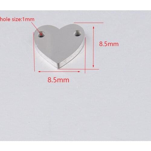 DIY Accessories for Jewelry Making Stainless Steel 5pcs 8.5mm Mirror Finish Small Heart Connector Handmade Bracelet/necklace