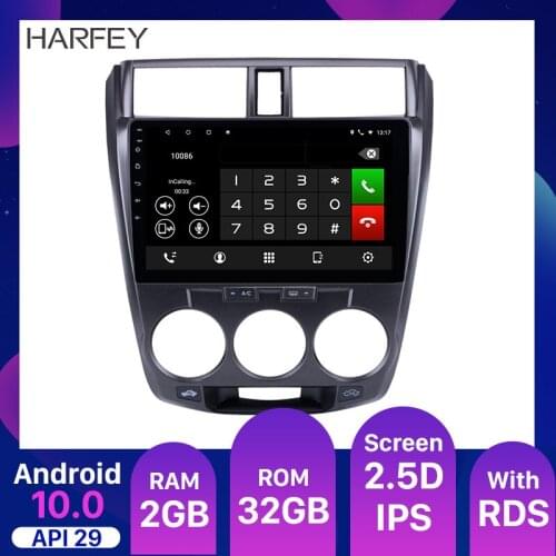 Harfey 2Din 10.1 Inch Android 10.0 Quad-Core Car Radio GPS car Multimedia Player For 2011 2012 2013 2014 2015 2016 Honda CITY