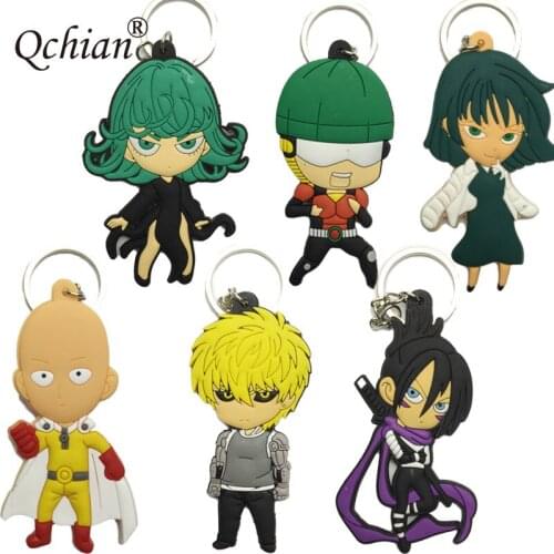 ONE PUNCH MAN Cosplay Pvc keychain The Bald cape man key ring Saitama Genos tatsumaki Llavero Chaveiro pendant accessories 2018