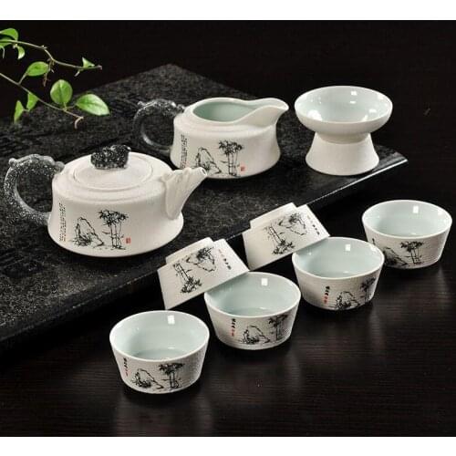 Tea pot ceramic kungfu tea set snow kungfu tea set