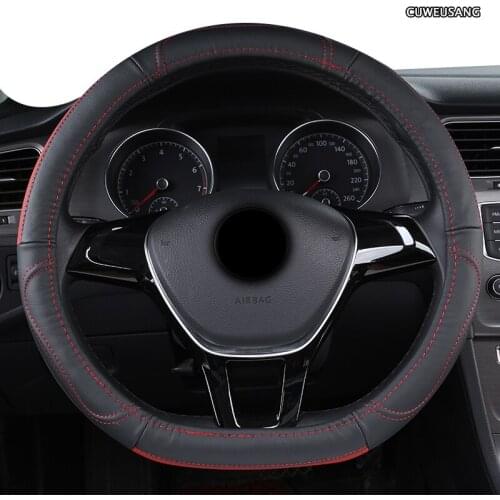 CUWEUSANG Leather Car Steering Wheel Cover For Mitsubishi ASX Outlander Lancer Pajero L200 Mirage Triton Attrage