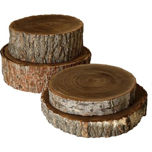 Log slice cake tray dessert table cake display rack with bark stake wooden pier tray
