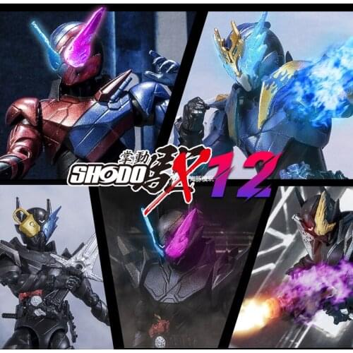 Bandai Genuine CANDY TOY Shodo X 12 Kamen Rider Build Rabbit Tank Hazard Form Cross-Z Joints Movable Action Figure Model Toys