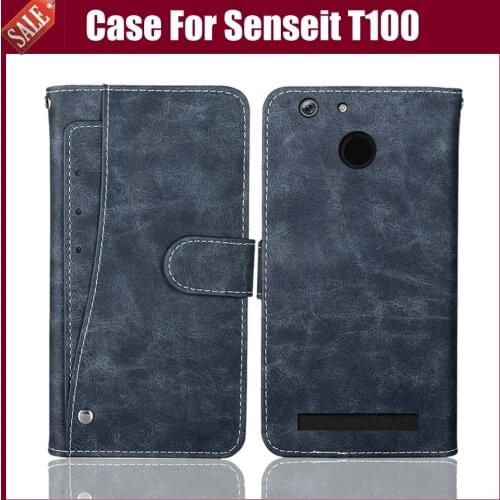 Hot Sale! Senseit T100 Case High Quality Flip Leather Phone Case Protective Cover For Senseit T100 Case With Card Slots