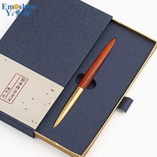 Brass Solid Wood Signature Pen Wood Ballpoint Pen Black Roller Ball Pen High-grade Business Gifts Personalized Stationery P441