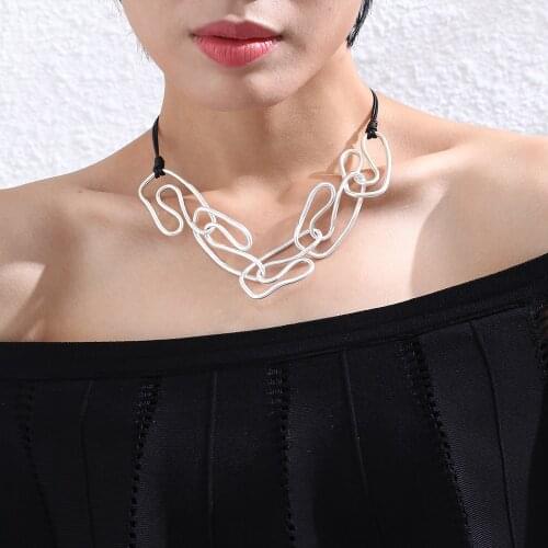 Trendy Jewelry Chokers Necklace for Women Silver Color Pendants Vintage Accessories Fashion Suspension Neck Choker Black Chains