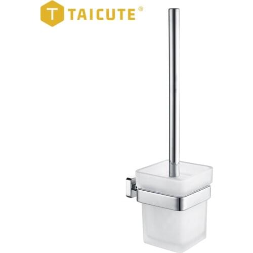 TAICUTE G Bathroom Toilet Brush Holder Set Zinc Alloy Wall Mount WC Cleaning Brush Bathroom Accessories, Black Chrome