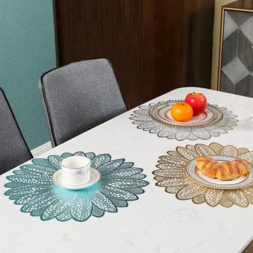 New thick pvc western dining table mat American Christmas placemat hot stamping coaster fashion heat insulation pad