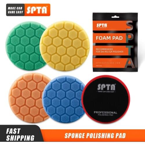 SPTA 3.5"(90mm)/5.5"(135mm)/6.5"(165mm)/7"(180mm) Hex-Logic Polishing Pad & Buffing Pad For RO/DA Dual Action Car Polisher