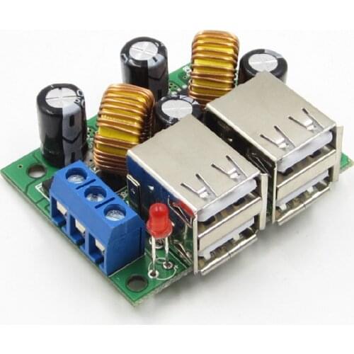 4-USB Port Step-down Power Supply Converter Board Modules DC 12V 24V 40V to 5V 5A Buck Module Voltage Converter