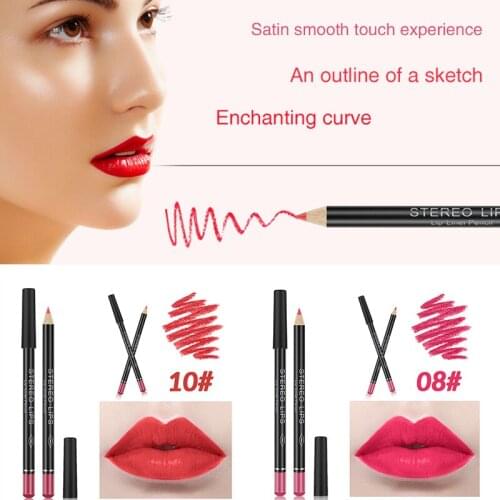 12pcs Professional Multi-functional Lipliner Pencil Long Lasting Waterproof Lip Eye Brow Cosmetic Makeup Colorful Lip Liner Pens