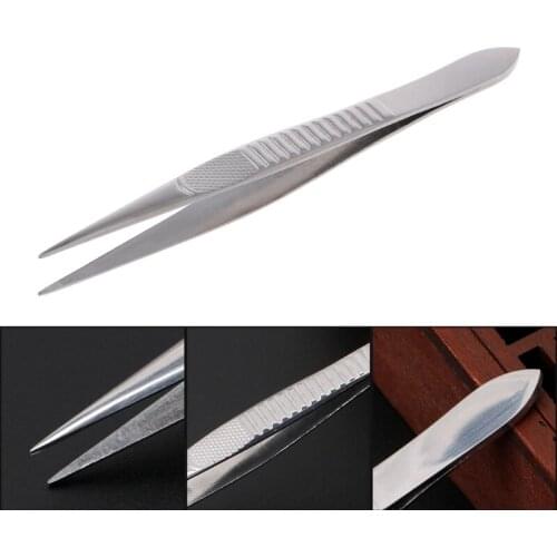 Professional Straight Fine Point Tweezers For Eyelash Extension Stainless Steel