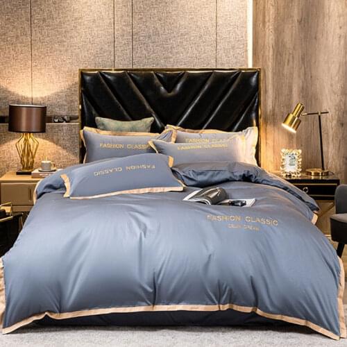 Modern home living simple four-piece cotton bedding set, exquisite bedroom, hotel bed linen and double bed home textile set