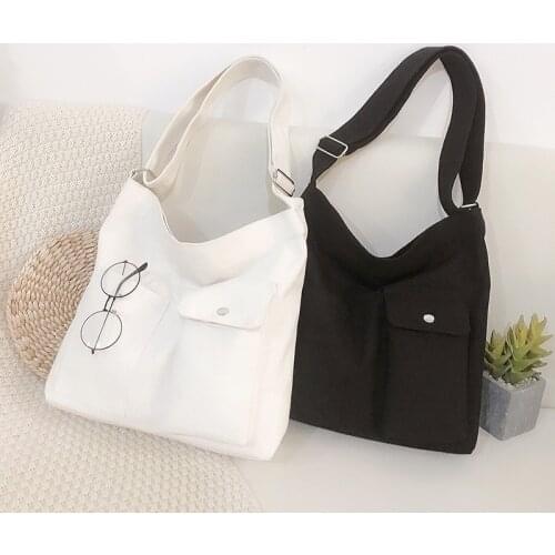 Womens Bag 2021 Female Tote Canvas Simple Soft Fashion Messenger Bolsas Quality Shopper Crossbody New Designer Shoulder Bags