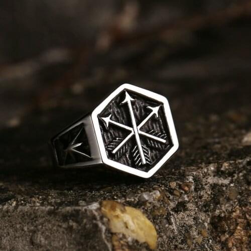 Unique 316L Stainless Steel Compass Sailor Signet Ring Vintage Navy Arrow Nautical Rings Male Punk Biker Jewelry Wholesale