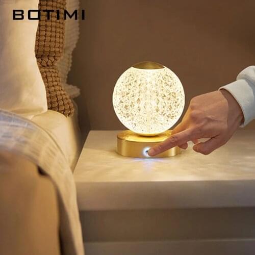 USB Dimmable Full Copper Table Lamp For Bedroom Art DECO Round Acrylic Bedside Luminaire LED Designer Hotel Decoration Lighting