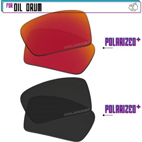 EZReplace Polarized Replacement Lenses for - Oakley Oil Drum Sunglasses - BlackPPlus-RedPPlus