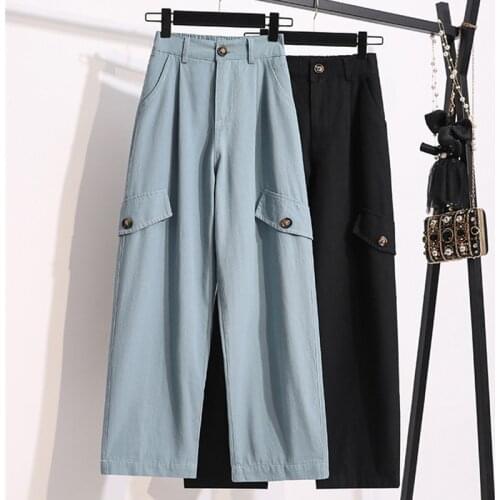 Women Loose Overalls Autumn High-waist Straight Wide-leg Pants Female Casual Trousers Extra large Womens clothing 5XL 45/105KG