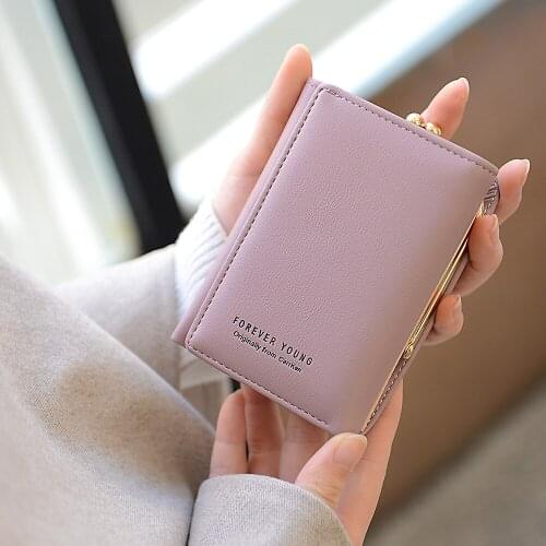 Wallet Women Lady Short Women Wallets Mini Money Purses Small Fold PU Leather Female Coin Purse Card & ID holder Hasp Trifold wa