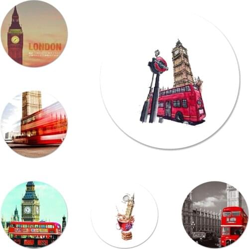 London Bus england telephone Big Ben Icons Pins Badge Decoration Brooches Metal Badges For Backpack Decoration 58mm