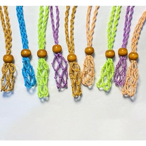 1pc Necklace Cord Empty Stone Holder Natural Quartz Crystal Raw Stone Chakra Point Healing Fish Netted Indians Amulets Pendant