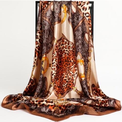 2021 Luxury Silk Shawls Square Scarf For Women Neckerchief Female Print Hair Bands Headband On the Head Wraps Foulard Hijab